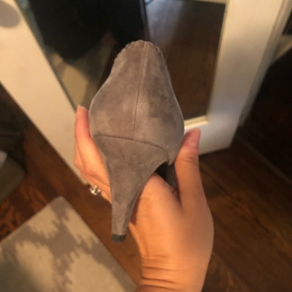 Vintage Chanel Gray Suede 8.5 Heels Authentic